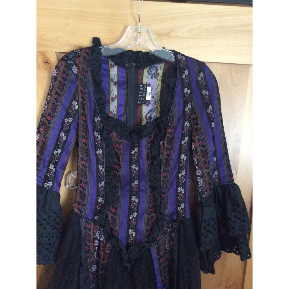 Vintage Lip Service FETISH Dangerous Liaisons Purple Goth Maxi Dress M RARE - Picture 8 of 11